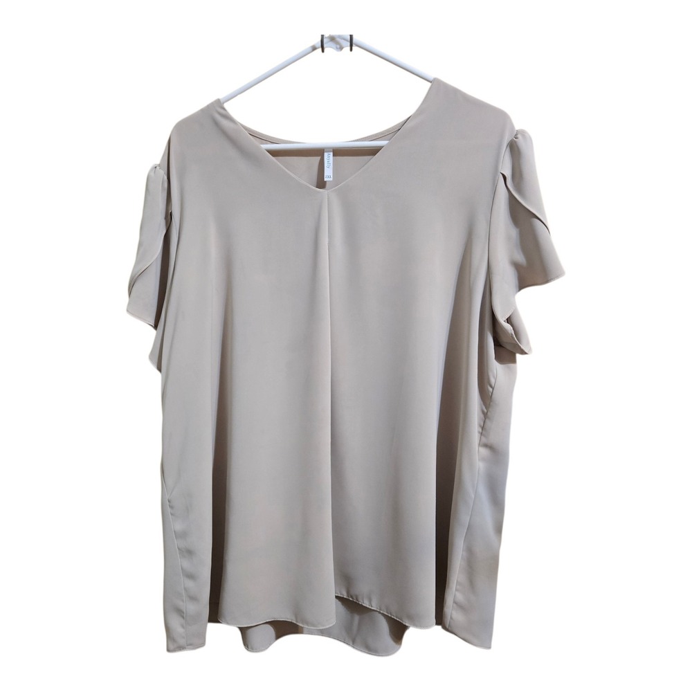 Anyally Women's  Chiffon Tunic Blouse Extra Large Short Sleeve Career‎ Formal